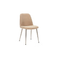 Eenvoudige beige eetstoel met metalen poten