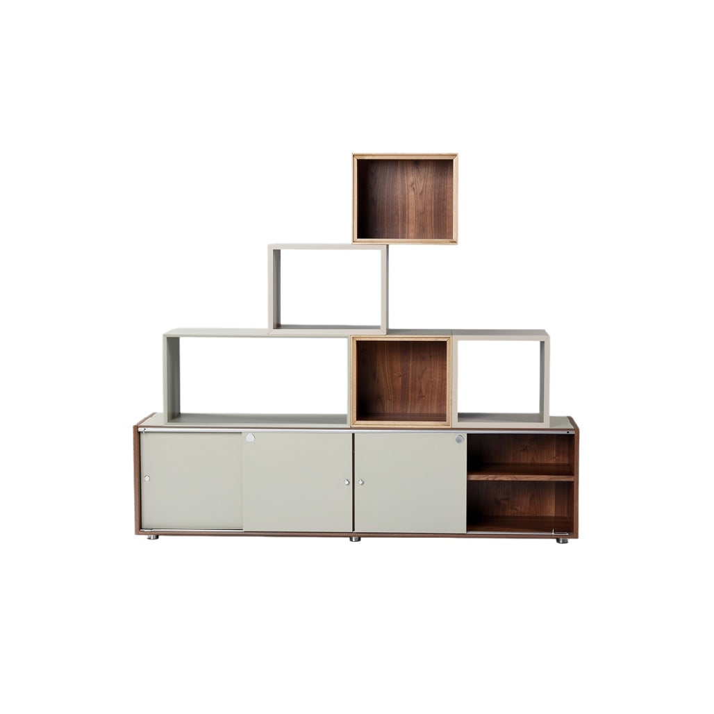 Modulair Wandmeubel met Houten Accenten
